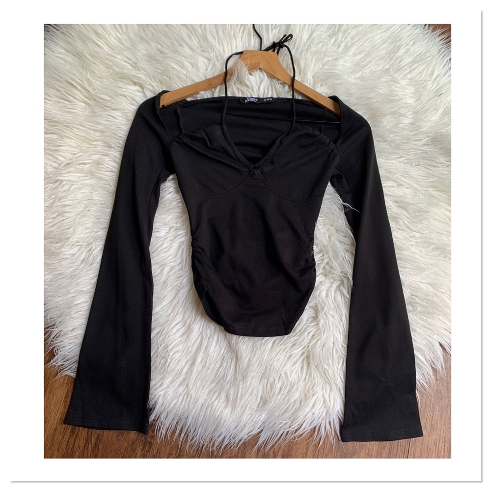 Tiger Mist Corrina Top Black Long Sleeve Low Cut Size XXS - Picture 4 of 9